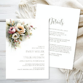 Invitación All in One Rustic Pink and Orange Floral Wedding