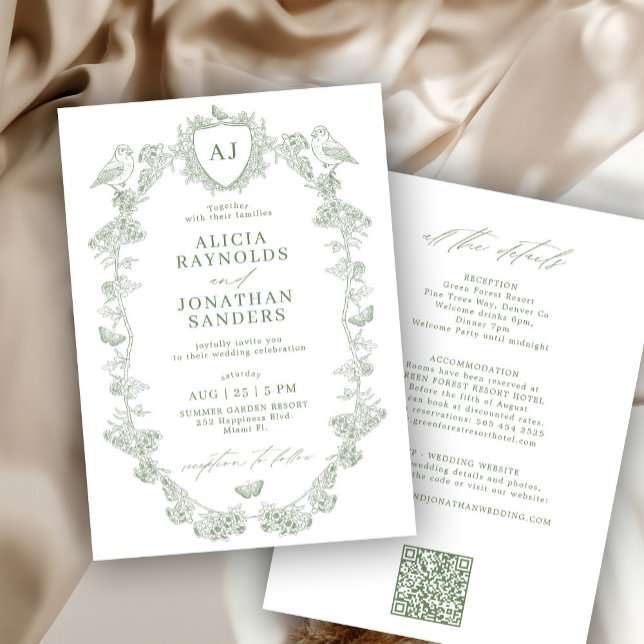 Invitación All in one sage green French Victorian wedding (Subido por el creador)