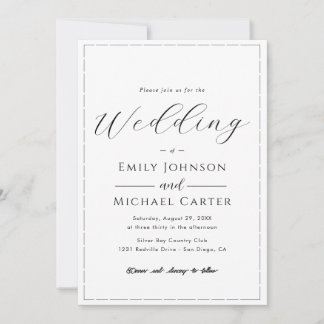 Invitación All-In-One Simple Classic Black & White Wedding In