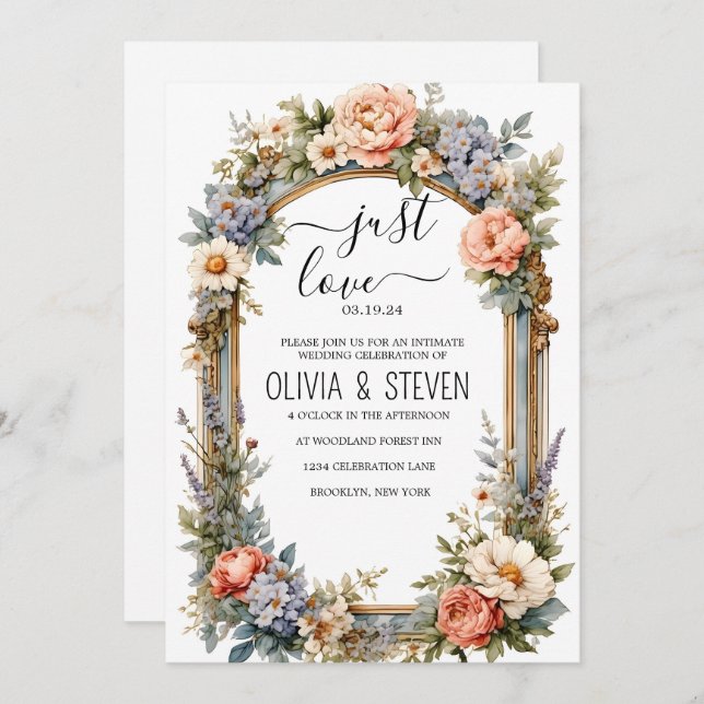 Invitación All-In-One Simple Classic White Wedding  (Anverso / Reverso)
