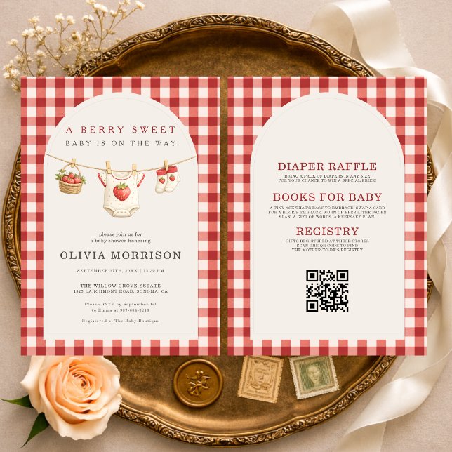 Invitación All in One Strawberry Clothesline Baby Shower (Subido por el creador)