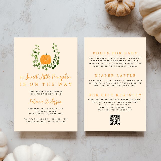 Invitación All in One Sweet Little Pumpkin Baby Shower (Subido por el creador)