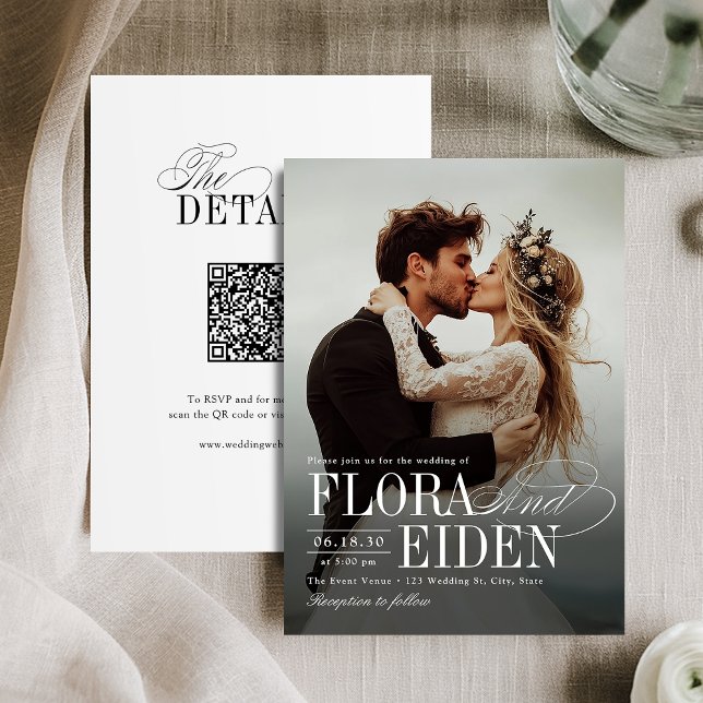 Invitación All in One Timeless Typography 3 photo Wedding (All in One Timeless Typography 3 photo Wedding Invitation)