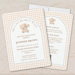 Invitación All in One We Can Bearly Wait Gingham Baby Shower
