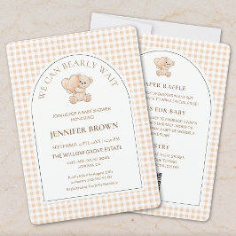 Invitación All in One We Can Bearly Wait Gingham Baby Shower