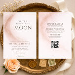 Invitación All in One We're Over The Moon Baby Shower<br><div class="desc">We are over the moon all in one baby shower invitation featuring a dreamy celestial design with moon and star details. Designed with a built in QR code so guests can easily RSVP, view your registry, or access event details with a quick scan. Created to celebrate your little one with...</div>
