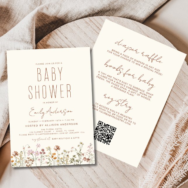 Invitación All in One Wildflower Boho Baby Shower (Subido por el creador)