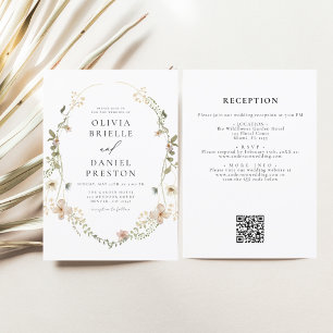 Invitación All in One Wildflower QR Código Boda Jardín