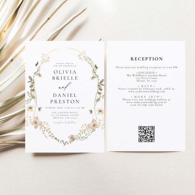Invitación All in One Wildflower QR Código Boda Jardín (Subido por el creador)