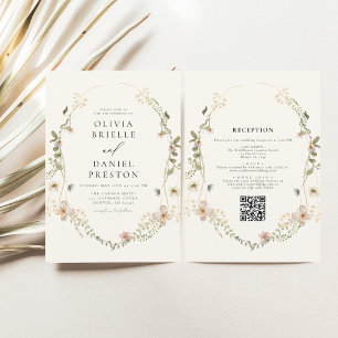 Invitación All in One Wildflower QR Código Boda Jardín