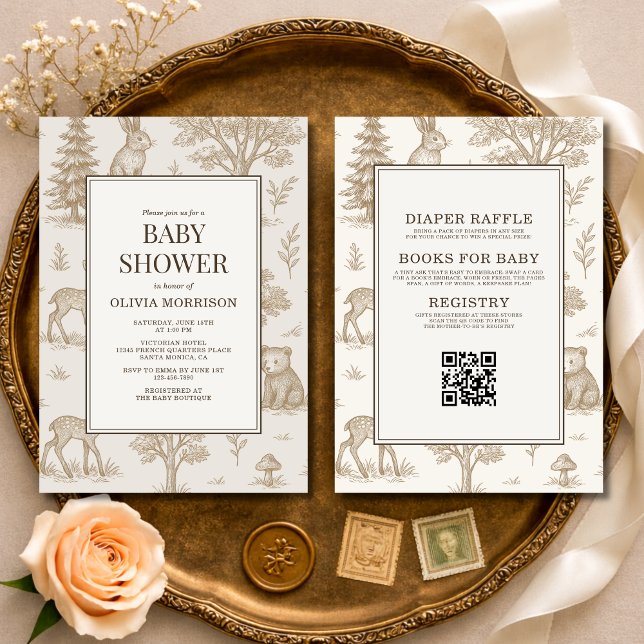 Invitación All in One Woodland Animals QR Code Baby Shower (Subido por el creador)