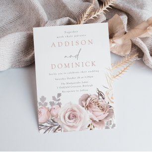 Invitación All Seasons Dusty Rosa y Boda Floral de Rubor