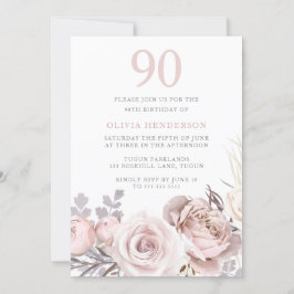 Invitación All Seasons Dusty Rosa y cumpleaños 90 de Rubor