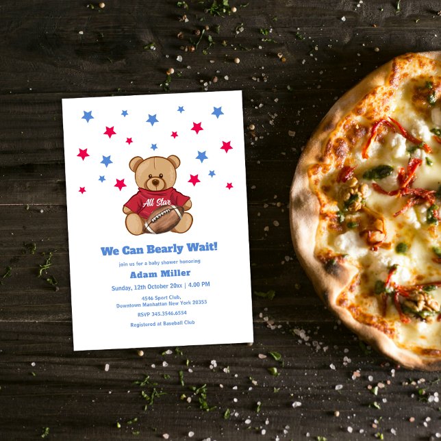 Invitación All Star Bearly Wait Football Baby Shower  (All Star Bearly Wait Football Baby Shower Invitation)