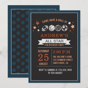 Invitación All Star Birday Party Ball