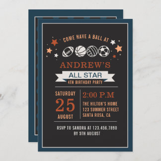 Invitación All Star Birday Party Ball