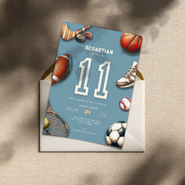 Invitación All Star Sports 11th Birthday Invitation for Boys