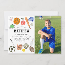 Invitación All Star Sports Balls Team Kid Boy Photo Cumpleaño