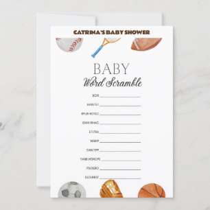 Invitación All Stars Sports Baby Shower - Nombre editable, 5x