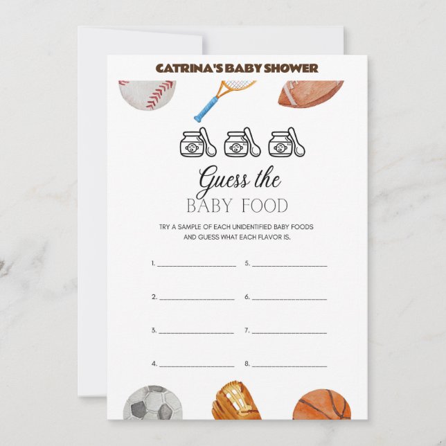 Invitación All Stars Sports Baby Shower - Nombre editable, 5x (Anverso)