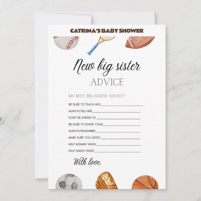 Invitación All Stars Sports Baby Shower - Nombre editable, 5x (Anverso)