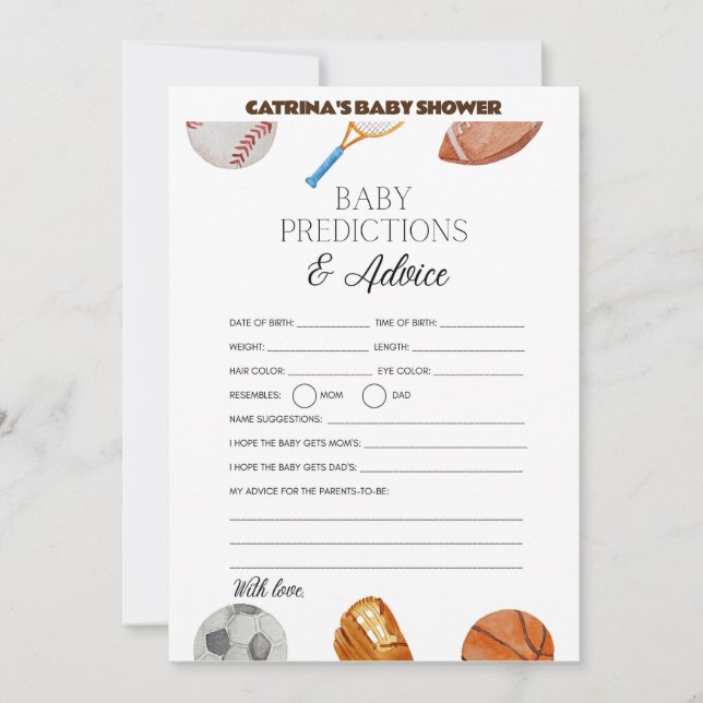 Invitación All Stars Sports Baby Shower - Nombre editable, 5x (Anverso)