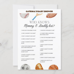 Invitación All Stars Sports Baby Shower - Nombre editable, 5x