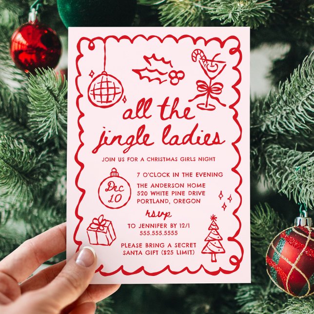 Invitación All the Jingle Ladies Girls Night Christmas Party (Subido por el creador)