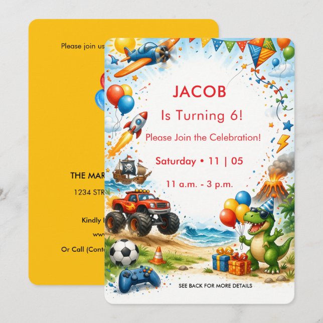Invitación All the Thing I love Childs Birthday (Anverso / Reverso)