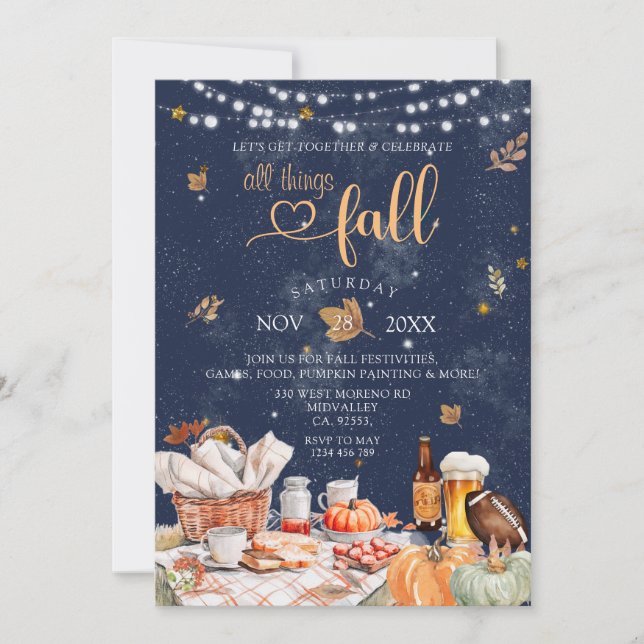 Invitación All Things Fall Harvest Festival Fiesta de calabaz (Anverso)