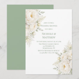Invitación All White Floral Wedding Shower