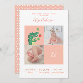 Invitación Alligator ・ Alphabet Monogram Cute Baby Shower