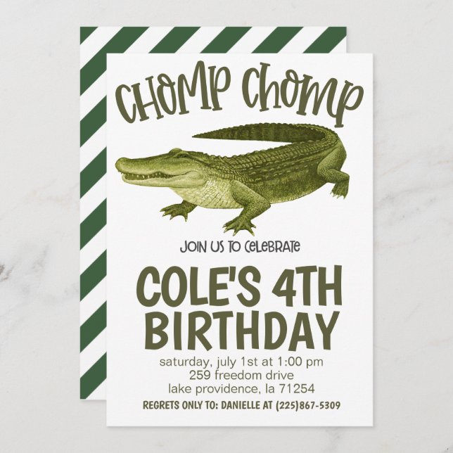 Invitación Alligator Birthday Party Invitation (Anverso / Reverso)