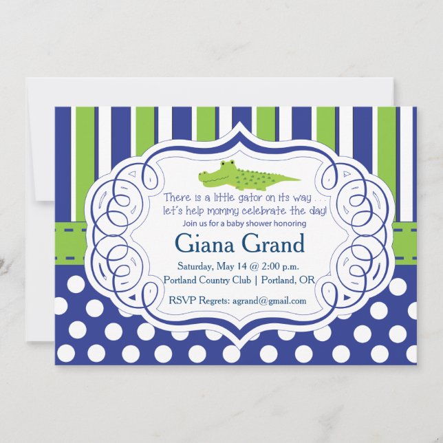 INVITACIÓN ALLIGATOR BOY BABY SHOWER INVITATION (Anverso)