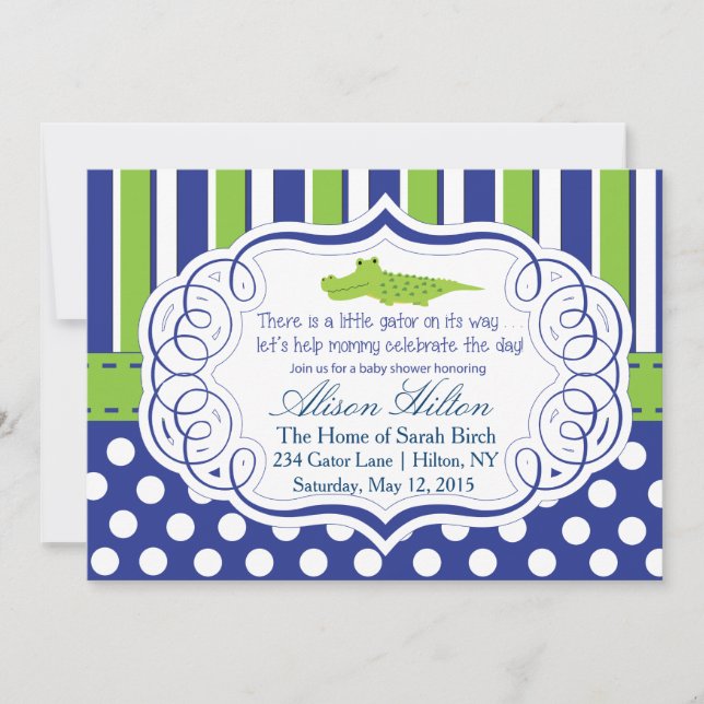 INVITACIÓN ALLIGATOR BOY BABY SHOWER INVITE (Anverso)