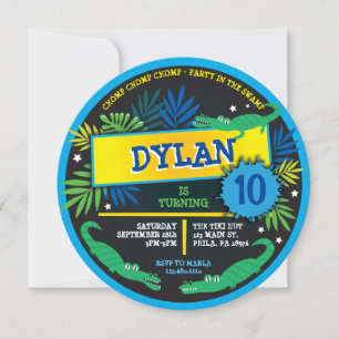 Invitación ALLIGATOR CROCODILE SWAMP Fiesta de cumpleaños