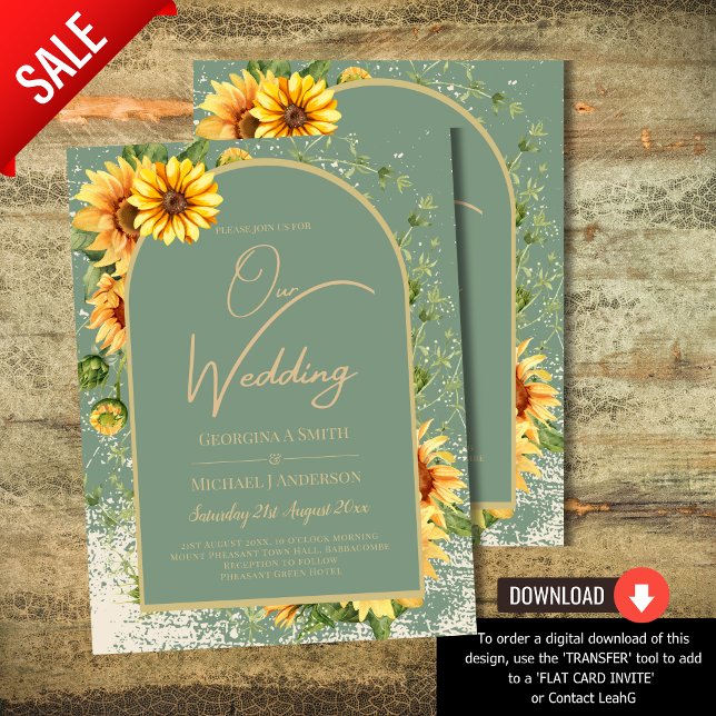 Invitación Allin, Boda de girasoles amarillos verdes y sabros (Subido por el creador)
