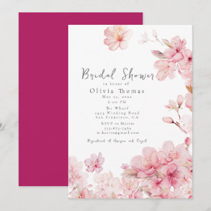 Invitación Allting Pink Cherry Blossom Flowers Bridal Shower