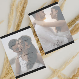 Invitación Allure Calligraphy Photo Black & White Boda