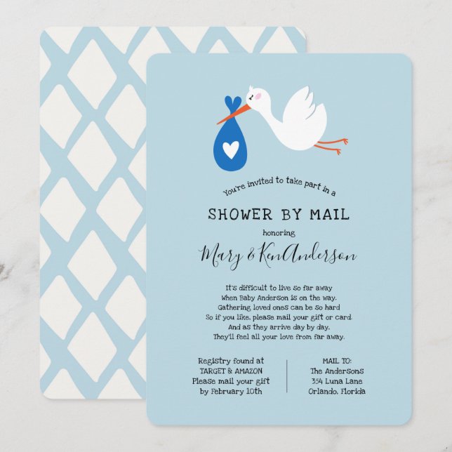 Invitación Almacenar Baby Shower por correo (Anverso / Reverso)
