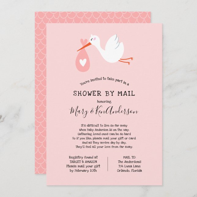 Invitación Almacenar Baby Shower por correo (Anverso / Reverso)
