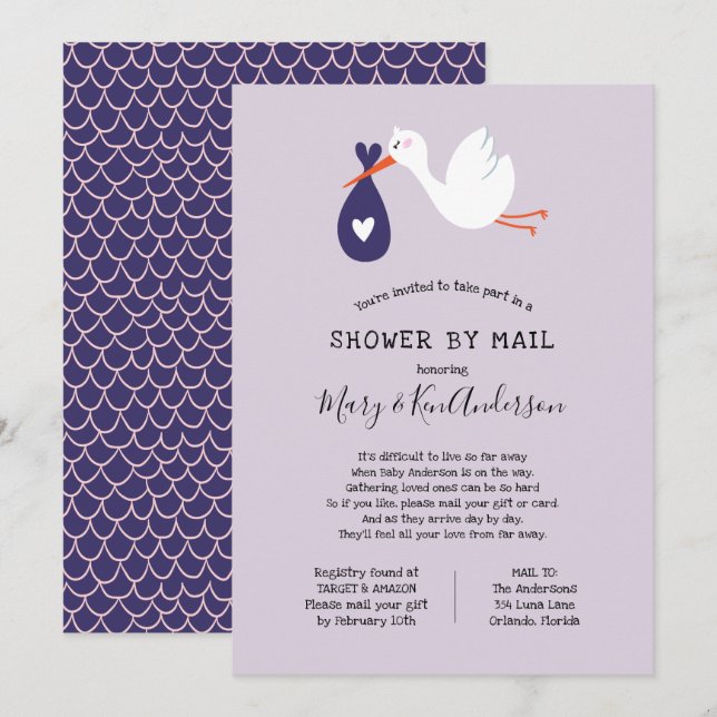 Invitación Almacenar Baby Shower por correo (Anverso / Reverso)