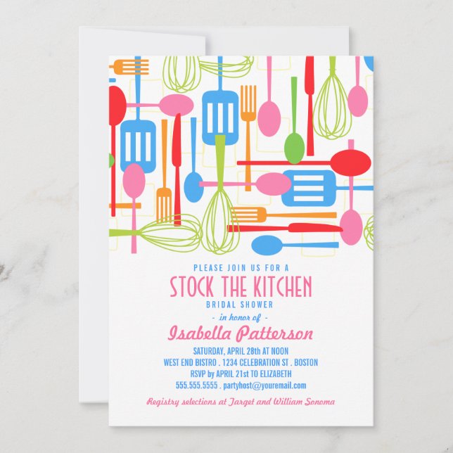 Invitación Almacene la ducha nupcial del estilo retro de la (Anverso)