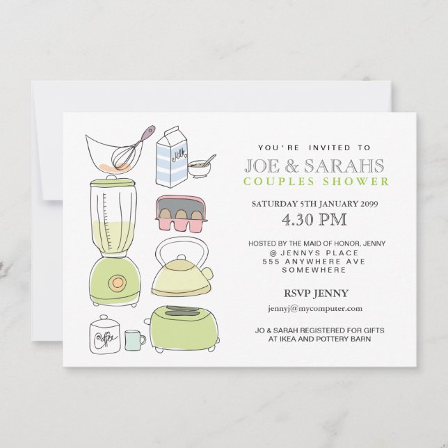 Invitación Almacene los pares de la cocina que el fiesta de (Anverso)
