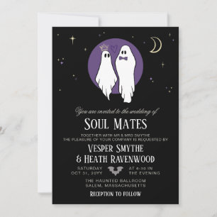 Invitación Almas Gemelas Fantasmas Embrujados Boda de Hallowe