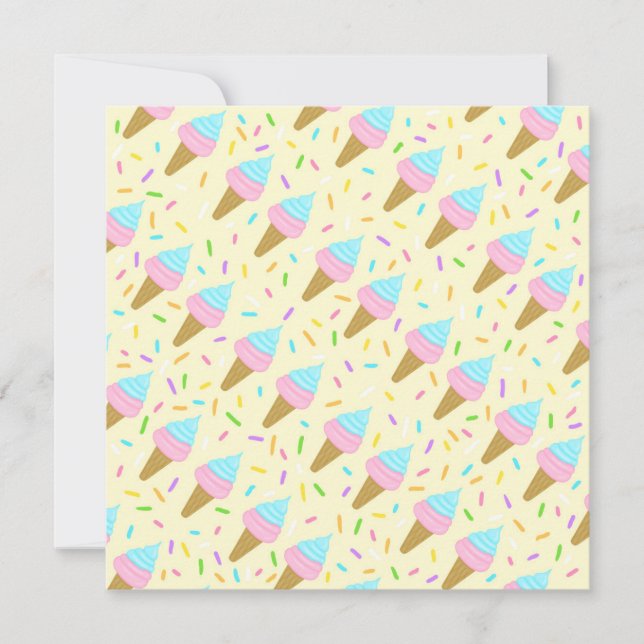 Invitación Almofada fofa com estampa contínua de sorvetes (Anverso)
