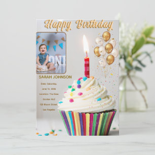 Invitación Almohada de Celebración de Cumpleaños