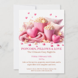 Invitación Almohadas de palomitas y amor - Fiesta acogedora d
