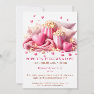 Invitación Almohadas de palomitas y amor - Fiesta acogedora d