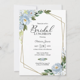 Invitación Almuerzo Bridal Floral Azul Polvoriento Geométrico